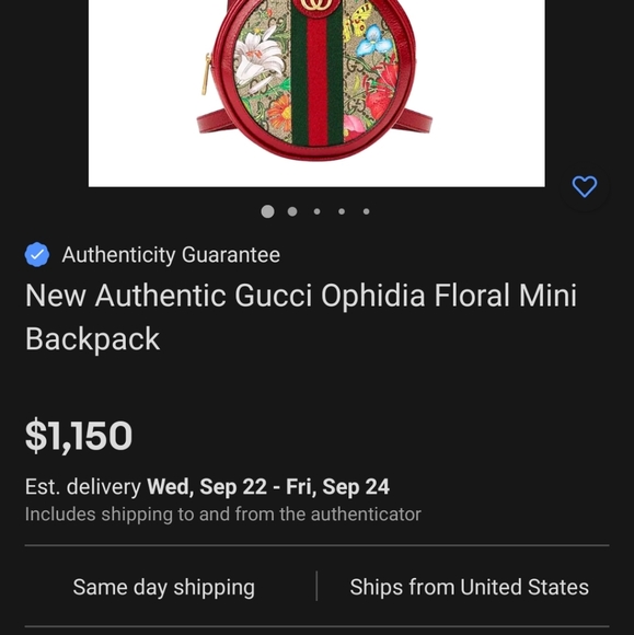 NEW Authentic Gucci Ophidia Floral Mini Backpack - Picture 5 of 6